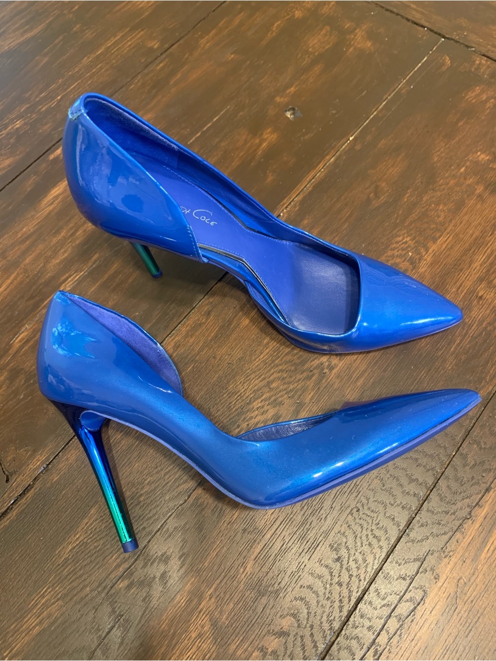 Kenneth Cole Electric Blue Patent Pointed-Toe Stilettos